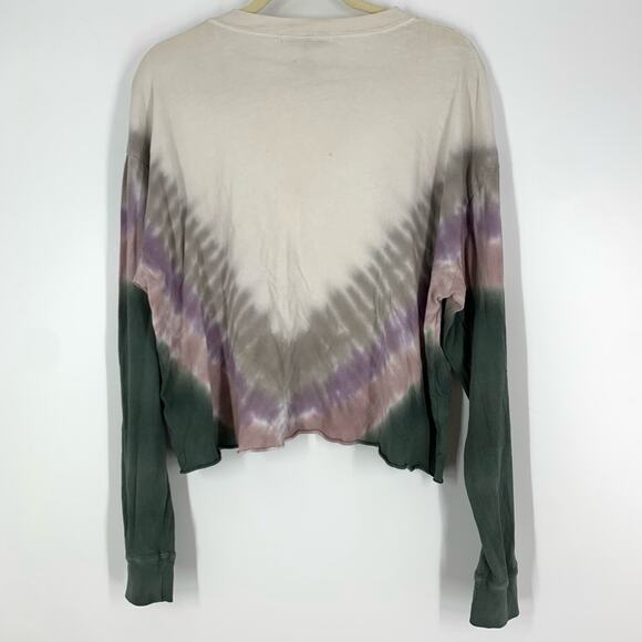 Daydreamer Cotton Tie Dye Long Sleeve Tee Shirt Medium Purple Tan Green - Picture 3 of 6